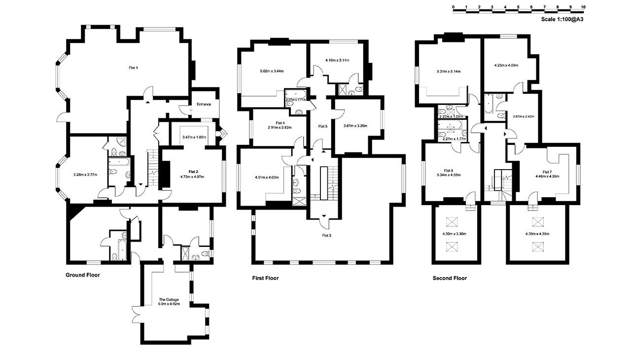 2D Black & White Floor Plan sample